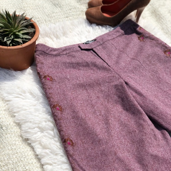 Betsy Johnson wool Embroidered Gaucho Pants, lined. - Picture 4 of 8